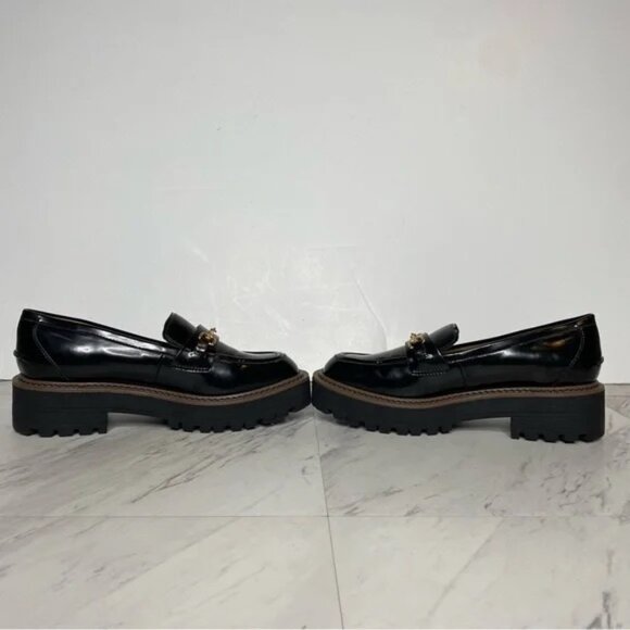 Sam Edelman Laurs Lug Sole Black Faux Leather Loafer 6 1/2 M - Picture 3 of 8